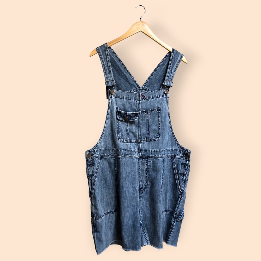 Eddie Bauer Outfitter Denim Overalls Cut Off Shorts Vintage Y2K Casual Women XL
